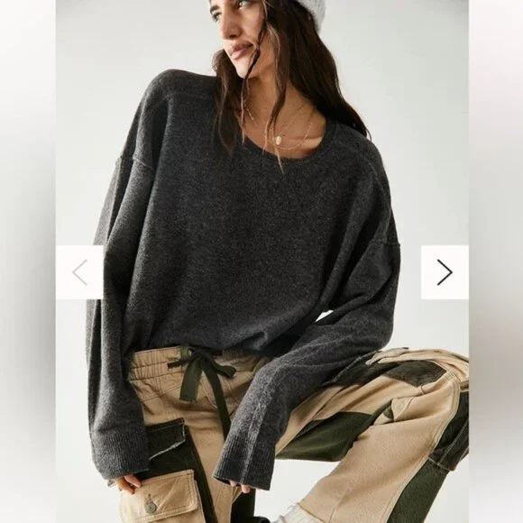 Free People Luna Sweater-Charcoal Grey xs - Picture 8 of 11